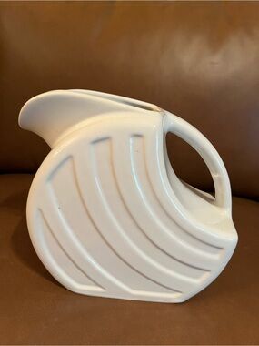 Vtg 1940 Alamo Pottery Art Deco Disk Pitcher - White